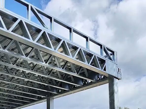 Light steel frame structure against the sky
